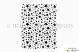 An all-over background stamp of scattered five-point stars in assorted sizes.