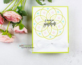 Modern lime spirograph wreath with 'you're my sunshine' center on white card