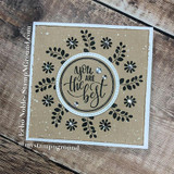 Kraft card with black stamped folk-floral wreath — you are the best