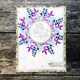 Purple and blue ombre floral wreath with silver you are the best center