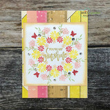 Warm fall wreath with butterflies on woodgrain-matted card. You're my sunshine.