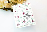 Minimal white card pair with delicate berry sprigs and the friendship circle sentiment