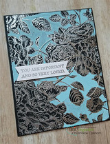 Card with the rose background in silver on blue, 'you are important and so very loved.'