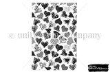Hearts All Over red rubber background stamp: a full A2 panel of doodled, patterned and textured hearts.