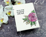 Clean card with a pink flower and 'may all your wishes come true.'
