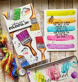 Two cards, a rainbow paintbrush with "wishing you a colorful day" and a good-life verse.