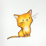Sketchy-style kitten and butterfly red rubber stamps by Lisa Glanz reading 'thanks for believing in me,' shown on a handmade encouragement card.