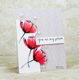 Card with two bold red poppies drawn in sketch style and 'you are my person.'