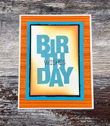 Handmade card featuring oversized bold block-letter greeting words, with the sentiment "Thank you."