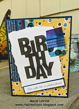 Oversized bold block-letter greeting words stamped in red rubber and colored on a handmade card reading "You've made my day."