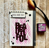 A card project showing oversized bold block-letter greeting words, paired with the greeting "Thank you."