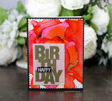 A card project showing oversized bold block-letter greeting words, paired with the greeting "This calls for a celebration."