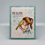 Card with the girl and yellow bird on a soft mint panel, 'things will get better.'