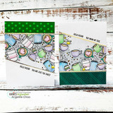 Card of the colored mug border with a mint and green color-block layout.