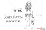 Red rubber stamp sheet: back-view cowgirl with lasso, 'you got this GIRL', and the struggles-are-required sentiment by angiegirl