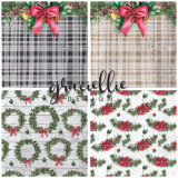Rustic Winter Wishes sheets with bows, wreaths and holly borders
