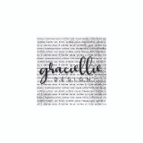 White cover sheet printed with the Graciellie Design logo