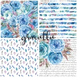Striped and rose watercolor papers from the Pink & Blue Watercolored pack in pink and blue.