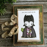 Rustic card with the little vampire and 'you can count on me.'