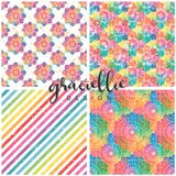 Rainbow kaleidoscope and stripe patterns from the paper pack.