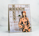 Card spelling 'JOLLY' in letter tiles beside a vintage pin-up woman.