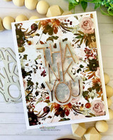 Card using the paper pack: die-cut 'THANK you' letters over autumn floral paper.