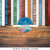 Rustic Wood 6x6 paper pack — 40 sheets of weathered wood-grain prints in a range of colors, 20 designs.