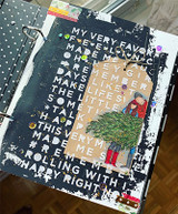 Mixed-media journal page with the couple and tree stamped small