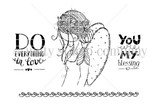 You Are My Blessing red rubber stamp sheet by Angie Blom: a winged angel girl with flowers in her hair and 'Do everything in love' and 'You are my blessing.'