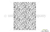 Seedlings background stamp: a full A2 panel of small leafy branch sprigs in rows, packed edge to edge with no border