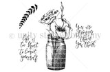 The Strength in Wisdom red rubber stamp — golden poppies in a mason jar with 'you are stronger than you think' and 'life is too short to limit yourself.'