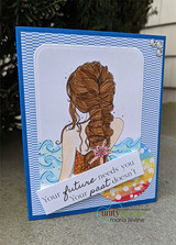 Blue card of the girl with a long braid over waves with "Your future needs you. Your past doesn't."