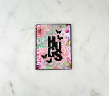 Mini pink floral HUGS card with butterfly accents