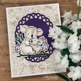 Purple doily card of the koala hug with 'make a difference' banner.