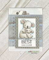 Best Dad Ever card of the koala hug on gray polka-dot and denim papers.