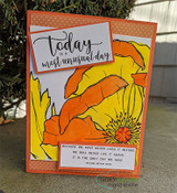 Card of a yellow-orange poppy, 'today is a most unusual day.'