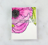 Clean card of a pink poppy, 'may all your wishes come true.'