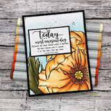Card of a golden poppy framed in black, 'today is a most unusual day.'