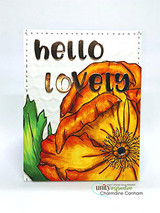 Card of a golden poppy, 'hello lovely.'