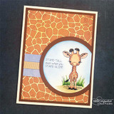 A cute baby giraffe hand-stamped on a card and lettered "Thanks for being you."