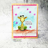 A card project showing a cute baby giraffe, paired with the greeting "You're darn amazing."