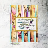 Watercolor feather-stripe card, 'let the morning bring me word of your unfailing love' Psalm 143:8