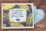 Golden feathers card of the Psalm 91 cover-you verse on plum