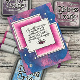Distress Oxide pink and navy card of the Psalm 91 verse layered on watercolor