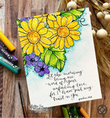 Yellow daisy watercolor card with the morning-word Psalm verse