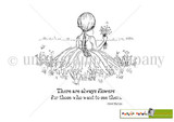 Happiness by Choice red rubber stamp sheet by Phyllis Harris: a girl sitting in a wildflower meadow with 'There are always flowers for those who want to see them.'