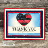 Card of a flag-filled heart with "THANK YOU for your service."