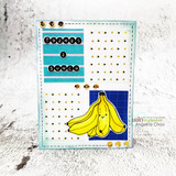 Card with bananas on teal panels, 'thanks a bunch.'