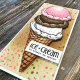 Card with a stacked ice cream cone over speckled kraft and 'ice cream is always an option.'