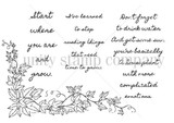Time to Grow red rubber stamp set from Unity Stamp Co, trailing ivy leaves with the script sentiment "I've learned to stop rushing things that need time to grow."